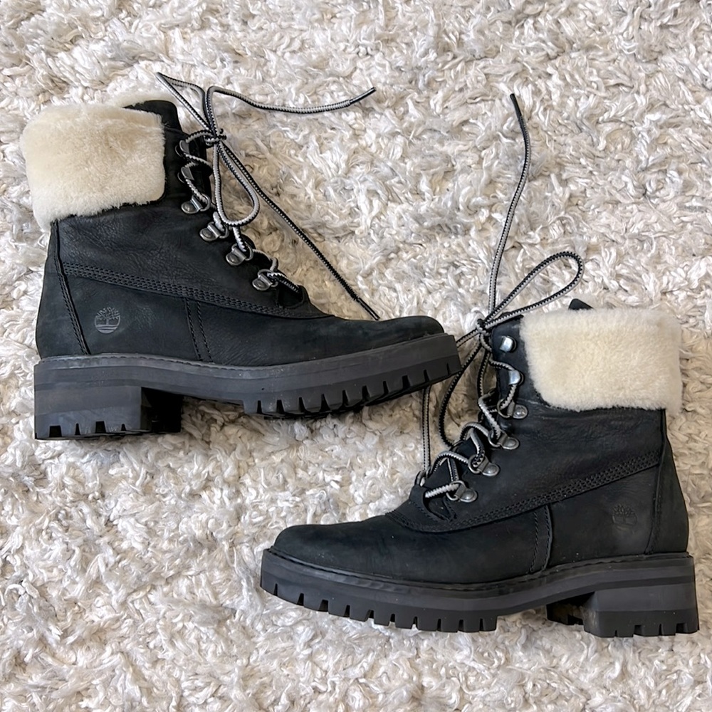 Timberland Courmayeur Valley Sherling Boot Black Size 6.5